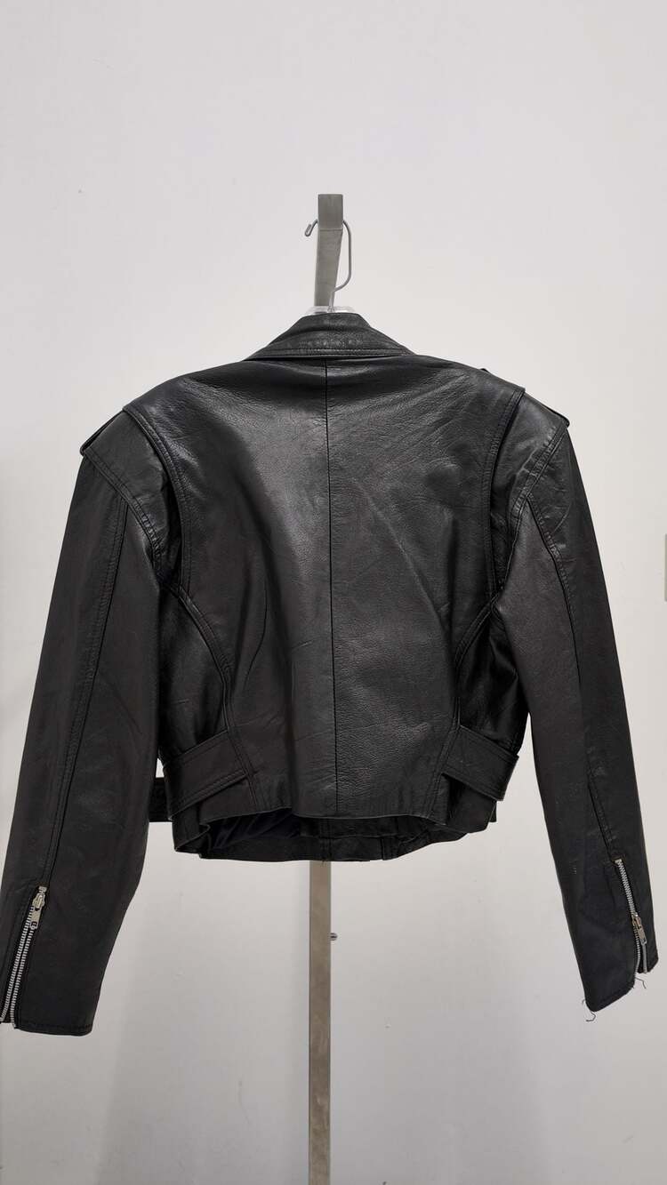 Vintage First Genuine Leather Thinsulate Lined Biker Jacket - Black (Size M) - Picture 3 of 3